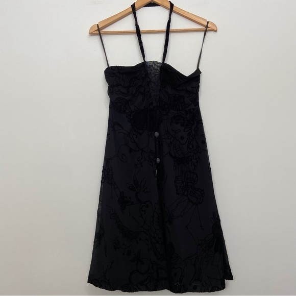 Shan mini dress cover up black halter neck mini size 10 resortwear summer spring - Picture 5 of 15